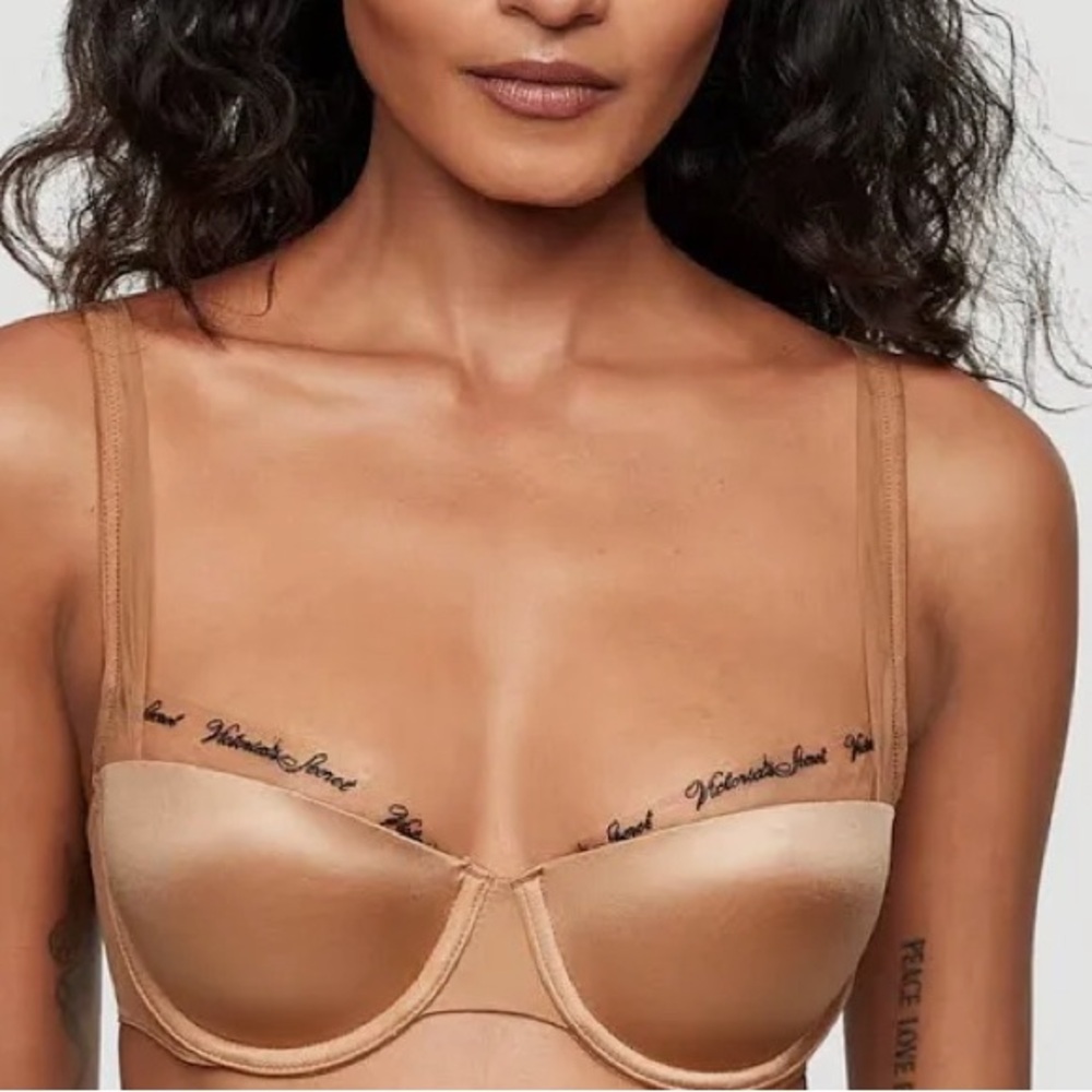 Victoria's Secret Tan Balconette Bra with Sheer Cups